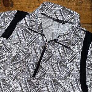 Kerrits Womens 1/4 Zip Riding Pullover Black White Twist of Bit Pattern Size L